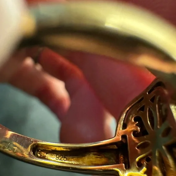 Black Spinel 18k Yellow Gold Over Silver Ring 5.69 CTW. Ring Size 9.5 - Picture 5 of 7